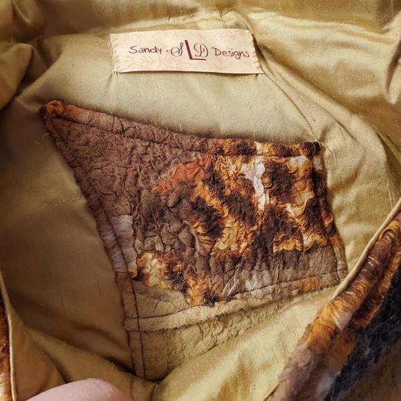 Artisan Handmade, Felted wool, feathers, patchwork shoulder bag, clutch OOAK - Picture 8 of 11